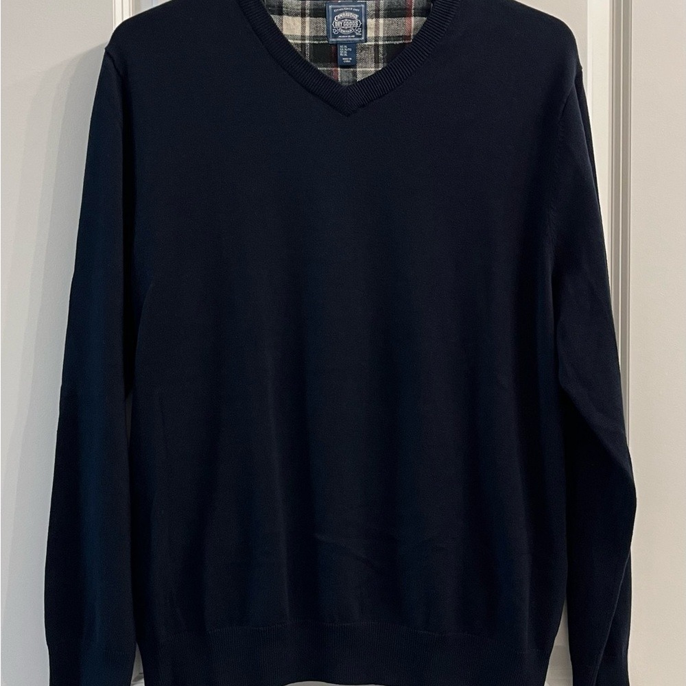 Cambridge Dry Goods Men's V Neck Pullover Sweater Black 100% Cotton XL